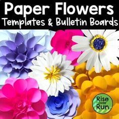 paper flowers are arranged on top of each other with the words, templates & bulletin boards