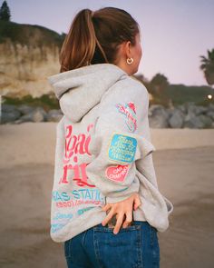 "Road Trip!" Oversized Lux Hoodie in Dark Heather Dandy Road Trip Hoodie, Christmas List Ideas Clothes, Christmas Wishlist 2024, Why Aesthetic, Dandy Hoodie, Cute Girly Things, Preppy Hoodies, Road Trip Outfits, Beachy Sweatshirt