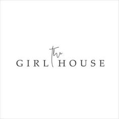 the girlhouse logo with black and white lettering on it's left hand side