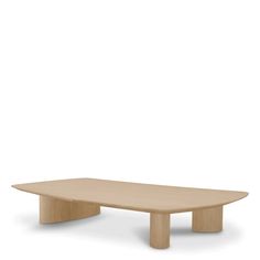 an oval wooden table with two legs and a curved top, on a white background