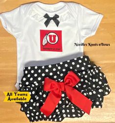 Girls University of Utah Utes Outfit – Needles Knots n Bows Toddler Football, Utah Utes, University Of Utah