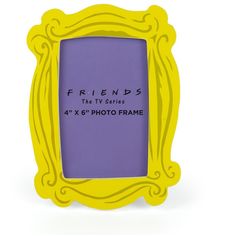 a purple and yellow frame with the words friends on it in front of a white background