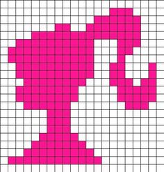 a cross stitch pattern with pink squares in the shape of an elephant's head