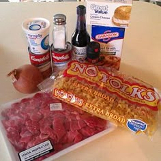 the ingredients needed to make this meal include meat, onion, cheese and other items