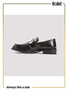 Acne Studios Black Brushed Leather Loafers. Crafted from black brushed leather, round squared toe, penny strap, silver-toned metal plaque with embossed logo detail, reinforced heel. Branded leather insole and outsole. Metal Plaque, Embossed Logo, Leather Loafers, Penny, Shoes Flats, Silver Tone, Loafers, Acne Studios, Acne