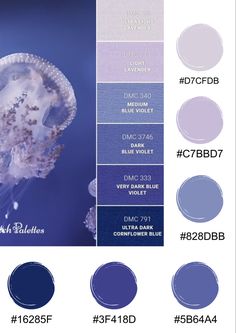 the color scheme for this jellyfish is blue, purple, and white with an ocean theme