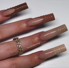 Nails Xoxo, Acrylic Nails Long, Nails Long Square, Brown Acrylic Nails, Brown Acrylic, Nails Fake