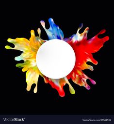 colorful paint splashing around a white circle