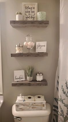 Bathroom Couple Ideas, Restroom Shelves Ideas, Guess Bathroom Ideas Decor, His And Her Sink Decor Ideas, Gray Bathroom With Floating Shelves, How To Decorate A Grey Bathroom, Wall Decor For Tall Ceilings, How To Style A Half Moon Console Table, Basic Bathroom Decor