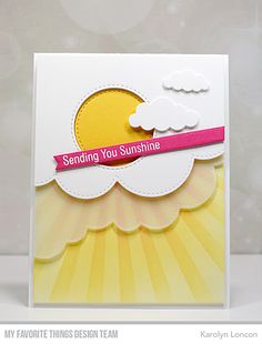 a greeting card with the words sending you sunshine written in pink and yellow on it