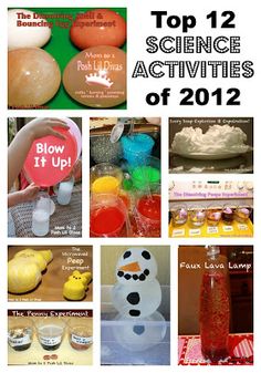 the top 12 science activities of 2012 are in this collage with pictures of different items