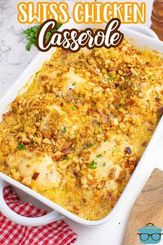 a casserole dish with cheese and meat in it