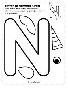 the letter n is for narwhale craft with an image of a hat