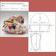 a pair of shoes is shown next to a drawing and an image of the pattern