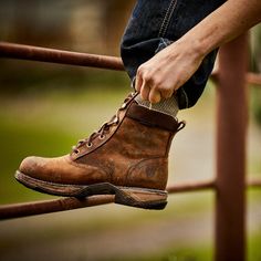 Anthem Round Toe Lacer Waterproof Boot. Sing the praises of our Anthem platform with its flexible, lightweight comfort and support. Bring on the construction or farm and ranch work. Anthem's ready for it all. Women's Anthem Round Toe Lacer Waterproof Boots in Distressed Brown, B Medium Width, Size 4.5, by Ariat  • 4LR™ technology for support and cushioning • Waterproof PRO™ construction • Lightly padded suede collar • EVA midsole for lightweight shock absorption and cushioning • Oil- and slip-re Winter Work Boots For Women, Work Boots Aesthetic, Work Boots For Women Outfits, Boots For Women Outfits, Walking Boots Women, Farm Outfits, Casual Boots Womens, Clothes Capsule, Farm Boots