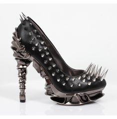 Gothic Gunmetal Spiked Pumps for Women | Style Heels | Hades Footwear Luxury Ankle Strap Heels With Spikes, Goth Heels Sandals, Luxury Spiked Heels For Night Out, Goth Heels Clogs & Mules, Luxury Spiked Ankle Strap Heels, Goth Heels & Wedges, Spider Shoes Heels, Luxury Spiked Heels For Summer, Goth Glam Shoes