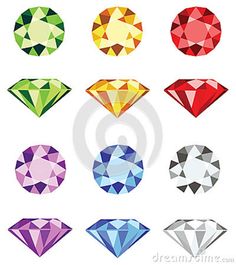 different colored diamonds on white background stock photo - image 3497842