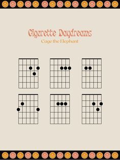 cigarette daydreams poster with chords Electric Guitar Chords, Guitar Tabs Acoustic, Guitar Tabs And Chords