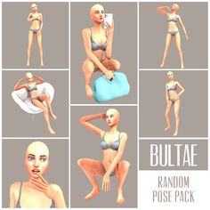 an animated woman poses in various poses