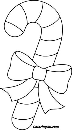 a candy cane with a bow on it's end coloring page for kids and adults