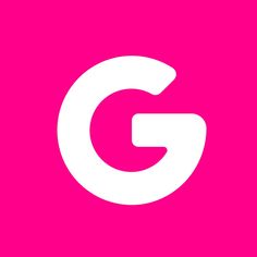 the letter g is white on a pink background