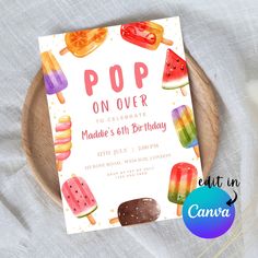 an ice cream themed birthday party with pops on over and watermelon slices in the background