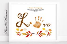 a thanksgiving card with a hand print and the words happy thanksgiving on it