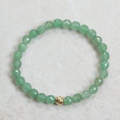 *listing updated September 13th D E T A I L S △ Handmade in Canada △ Authentic Aventurine 6mm △ 14K SOLID GOLD accent △ Multiple sizes available △ Durable stretch cord △ Gemstones are 100% genuine  L E N G T H Please measure your wrist then add 1/2" to find your best fit. Select chosen size in the drop down menu. Please message me if you have any concerns or want some extra help ♡ Q U A L I T Y  The upmost quality and care goes into sourcing each and every material I use. Gemstones are sourced f Affordable Green Hypoallergenic Bracelets, Aventurine Bracelet, Rishikesh, Gold Accent, Green Aventurine, Gold Accents, Womens Bracelets, Arm Band, Solid Gold