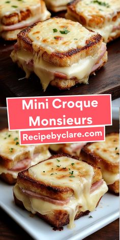 mini croque monsieurs with cheese and ham