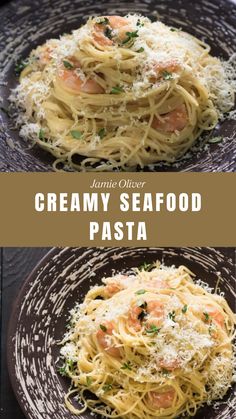 Jamie Oliver Creamy Seafood Pasta Creamy Seafood Linguine, Pasta Recipes With Seafood, Scallops With Angel Hair Pasta, Seafood Angel Hair Pasta, Creamy Shrimp And Scallop Pasta, Summer Seafood Pasta, Shrimp Pasta With Cream Sauce, Scallops And Angel Hair Pasta, Seafood Pasta Sauce Recipe