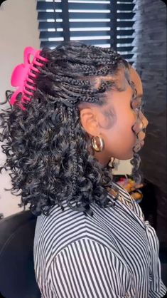 Bob Curly Braids For Black Women, Boho Braid Bob Hairstyles, Bob Hairstyles Braids For Black Women, Knotless Goddess Box Braids With Human Hair, Braids Maintenance Tips, Brown Boho Bob, Cute Short Braids Black Women, Boho Braids Bob Black Women, Short Curled Braids