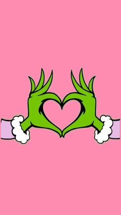 two hands making a heart shape over a pink background with the words love on it