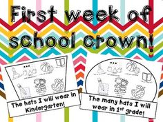 the first week of school crown with pictures and words on it for children to color