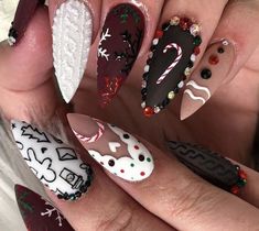 🥧 : Credit 2 Owners ♡︎ Christmas Nail Art, Dope Nails, Cute Acrylic Nails, Holiday Nails