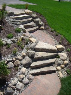 a stone path with steps leading up to it