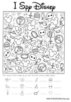 a coloring page with the words i sipp disney on it and other cartoon characters