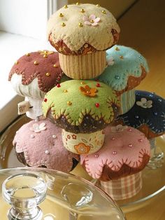 the book is titled patchwork pottery with pictures of cupcakes and muffins