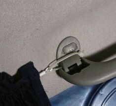 the handle on an open suitcase is shown