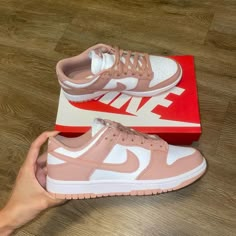 Nike Dunk Low rose whisper Cute Dunk Lows, Nike Womens Dunks, Nike Dunk Low Rose Whisper Outfit, Women Low Dunks, Nike Dunks Rose Whisper, Light Pink Dunks, Dunks For Women, Pink Dunk Lows, Nike Dunk Rose Whisper