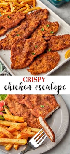 crispy chicken escalope with french fries on the side