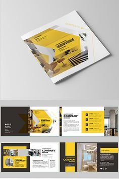 a brochure with yellow and black accents