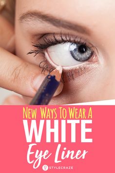 White Kajal Eyes, White Waterline Makeup, White Liner Makeup Looks, White Eyeliner Waterline, White Kajal, Eyeliner Under Eye, White Eyeliner Looks, White Eye Pencil, White Eyeliner Makeup