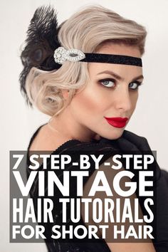 7 Vintage Hairstyles for Short Hair | If you’re looking for easy yet classy step-by-step retro hair tutorials for a wedding or vintage everyday looks you can recreate in minutes, we’ve curated ideas from the 20s and 50s (and all the decades in between) to inspire you. Perfect for pixie cuts and bob haircuts, learn how to get retro curls and victory rolls for your hair length, plus some of our favorite pinup hairstyles! #vintageshairstyles #vintagecurls #shorthairstyles Vintage Hairstyles For Short Hair, 1920s Hair Short, 1920 Hairstyles, Vintage Short Hair, Easy Vintage Hairstyles, Vintage Haircuts