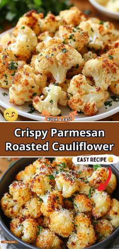 crispy parmesan roasted cauliflower is an easy and delicious side dish