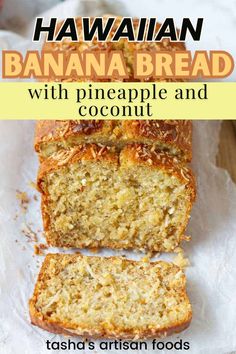 An image of the best hawaiian banana bread with pineapple and coconut Banana Bread With Pineapple And Coconut, Hawaiian Banana Bread With Coconut And Pineapple, Banana Pineapple Coconut Bread, Banana Bread With Pineapple, Hawaiian Banana Bread Recipe, Pineapple Coconut Bread, Mini Breads, Hawaiian Banana Bread, Hawaiian Bread