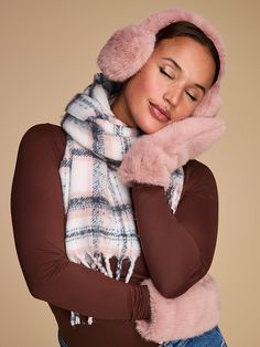 Wrap yourself in warmth with this scarf perfect for chilly weather. Measures: 81.8"L x 12.0"W Fur Mittens, Fur Earmuffs, Fur Mitten, Fluffy Fabric, Ear Muffs, Chilly Weather, Blanket Scarf, Earmuffs, Mitten Gloves