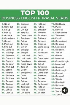 top 100 business english phrasal verbs on a white board with green lettering