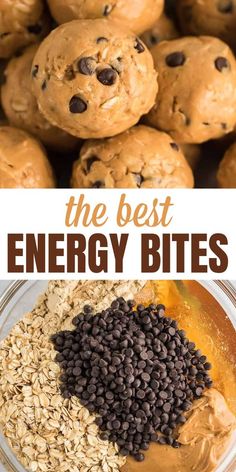 the best energy bites recipe is made with oats, peanut butter and chocolate chips