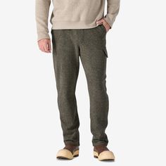 Sturdy and warm, our work Hemp Sweatpants help you tackle projects in comfort. Made from a durable yet soft-against-the-skin 10.3-oz 83% recycled polyester/15% industrial hemp/2% spandex blend, they have an elastic waist with a drawstring closure and utility pockets to secure your tools and tech. Made in a Fair Trade Certified™ factory. | Patagonia Men's Hemp Work Sweatpants in Pine Needle Green, Small - Workwear Pants - Hemp/Recycled Polyester/Spandex Workwear Pants, Utility Pockets, Fair Trade, Patagonia, Polyester Spandex, Casual Pants, Work Wear, Elastic Waist, Sweatpants