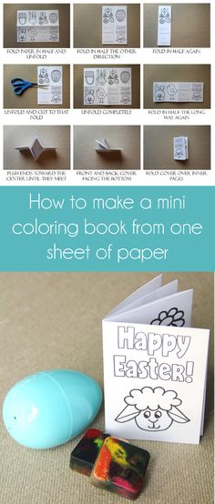 how to make a mini coloring book from one sheet of paper with pictures and instructions